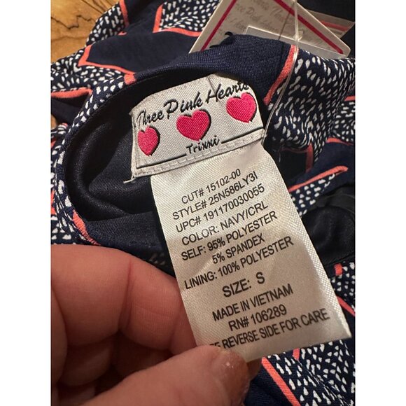 Chevron Maxi Dress NWT Size Small Navy Coral Pink White High Neck Sleeveless Sum - Picture 2 of 14